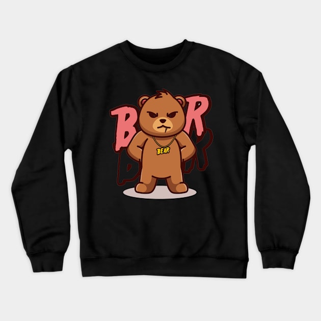 cool bear mascot illustration Crewneck Sweatshirt by windhamshop